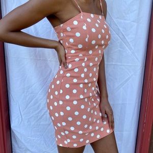 Coral spaghetti strap mini dress
